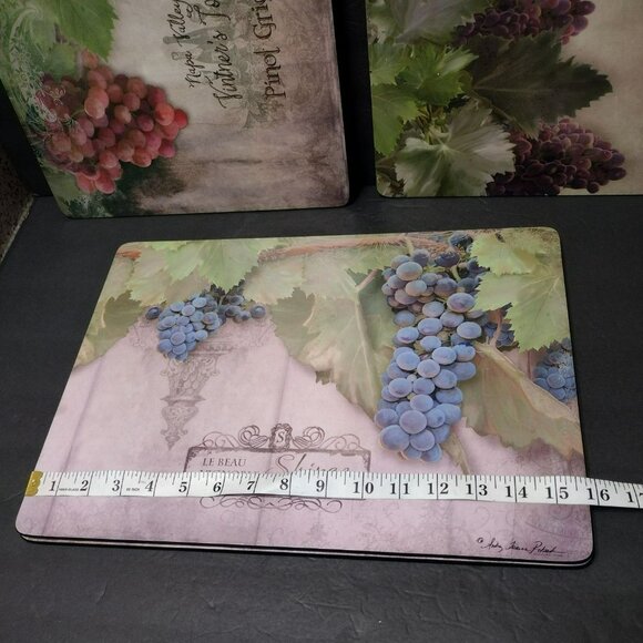 Pimpernel Tuscan Vineyard Placemats Set Of 4 By Anna Grape Design Cork Backing - Picture 4 of 11
